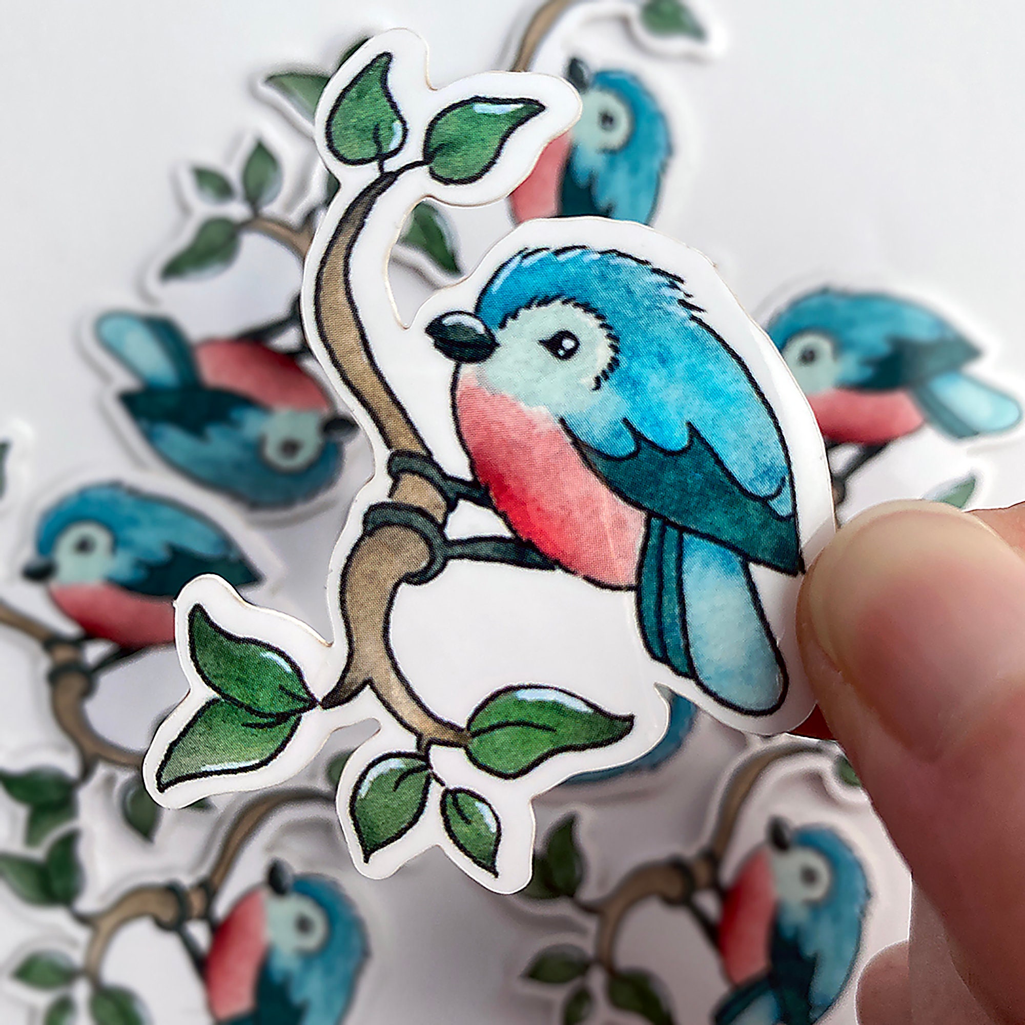 Blue bird sticker vinyl sticker bird sticker illustrated Etsy