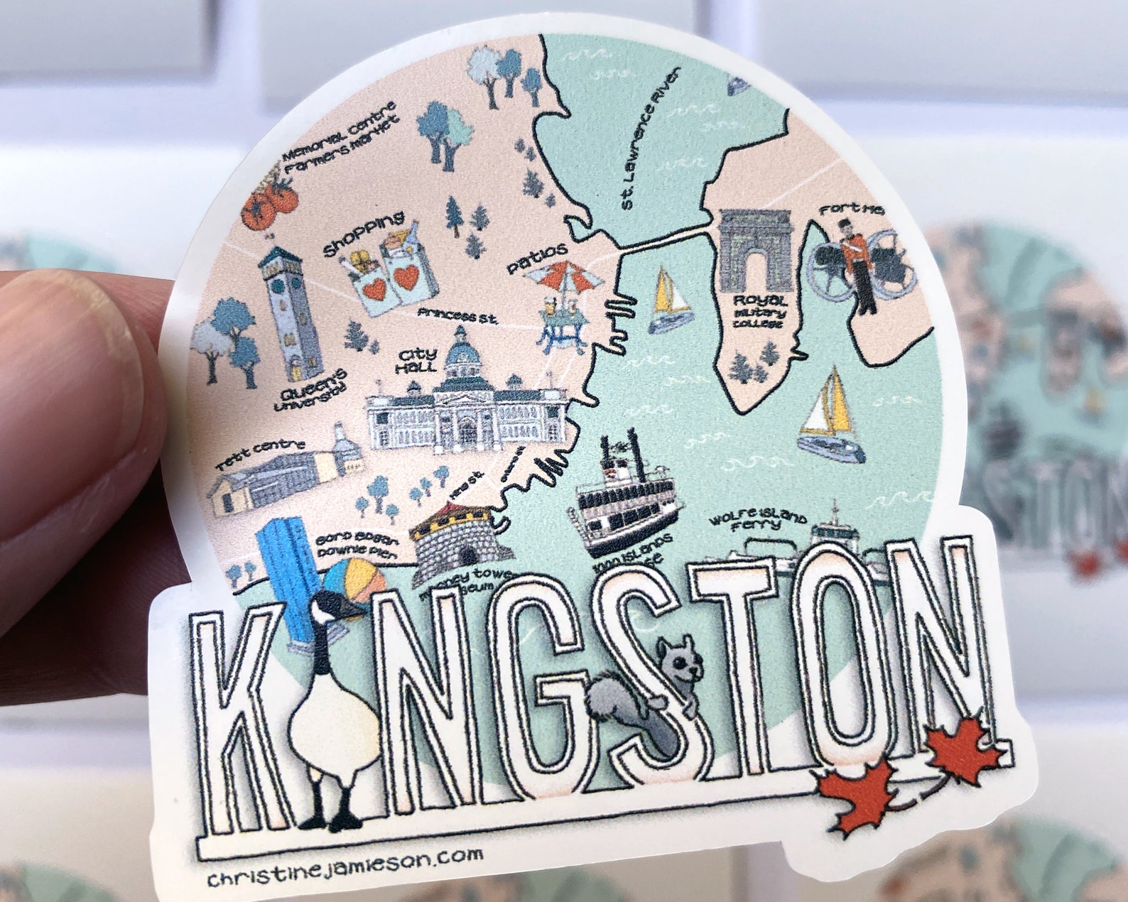 Vinyl sticker Kingston Ontario sticker map of Kingston Etsy