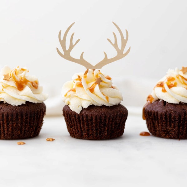 Deer Antlers Cupcake Topper for Birthday Party, Wedding, Baby Shower, & Western Theme Parties