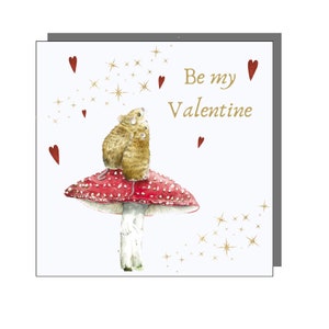 MIGNONNE carte de Saint-Valentin avec des souris et un champignon