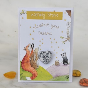 MANIFEST - Wenssteenkristalkaart met originele kunstwerken, positieve aandenken, vriendelijkheid, ondersteunend sentimenteel tokencadeau