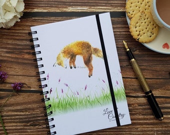 Cute Fox Hardback Spiral Notebook Fox Journal Stationery Fox lover gift Country animal stationery gift