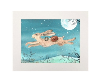 Imprimé lièvre Vol de la lune (paysage)