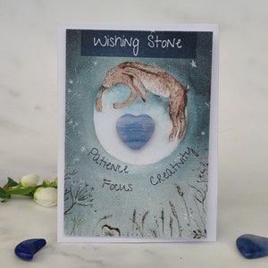 GELOOF - Wenssteenkristalkaart met originele kunstwerken, knuffelen van de maanhaas, meditatie, vriendelijkheid, ondersteunend tokencadeau