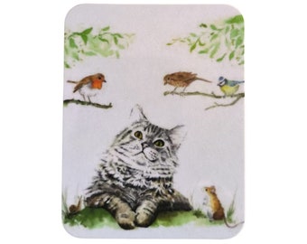 Hübsche Katze Untersetzer Niedliches Kätzchen Geschenk Katzenliebhaber Einweihungsparty Geschenk für Sie Countrystyle Vögel Landhaus Garten Nachhaltiges Holz Geschenk Katzenfreund