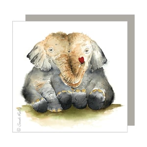 Carte de voeux câlins d'éléphant