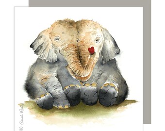 Carte de voeux câlins d'éléphant