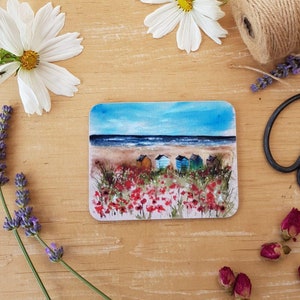 Beach Hut Seaside Coaster Poppies Seaside Gift Southwold Beach Huts Seaside Holiday Coaster At The Beach