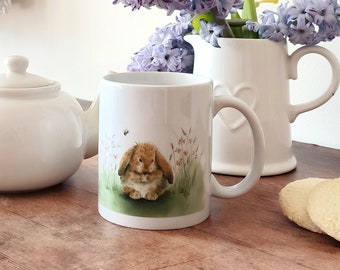 Cute Bunny Mug with Bee Pretty Gift for Tea Coffee Lover