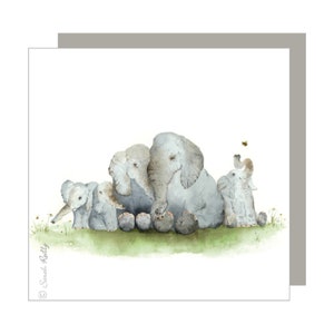 Carte de vœux de la famille des éléphants