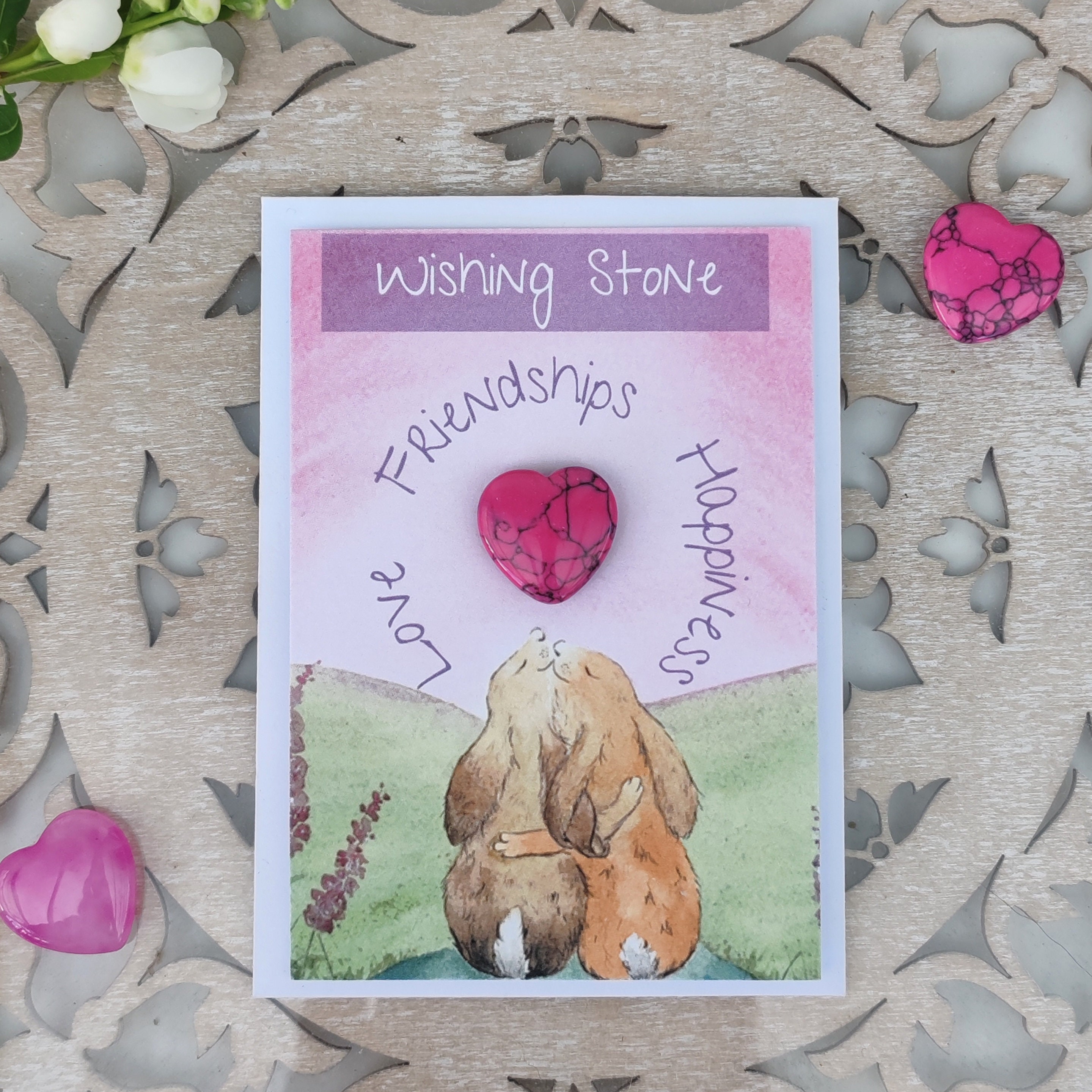 LOVE - Wishing Stone Crystal Card With Original Artwork, Cuddling ...