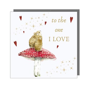 MIGNONNE carte de Saint-Valentin avec des souris et un champignon