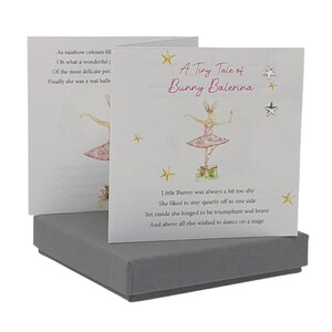 Bunny Ballerina Expanding Card avec Silver Star Boucles d'oreilles, Carte spéciale, Peinture, Animal, Nature Greeting Ballerina Story, Tiny Tale