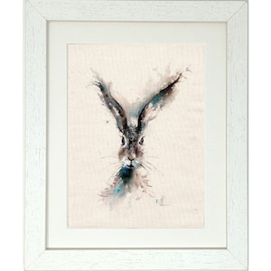 HARE wild picture, Pretty artwork watercolour framed Print (portrait) wall art, nursery print ideas,