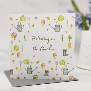 Cartão de jardinagem Cartão de felicitações para amantes de jardim Wellies regando plantas