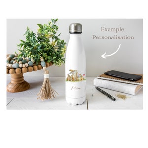 Hare Family Water Bottle, Pretty Personalised Water Bottle "Our Family" design, Gift for Him, Gift for Her, Friendship Gift Mum