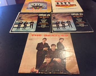 5 original Beatles albums on vinyl LPs: Introducing, Something New, Help!, Magical Mystery Tour