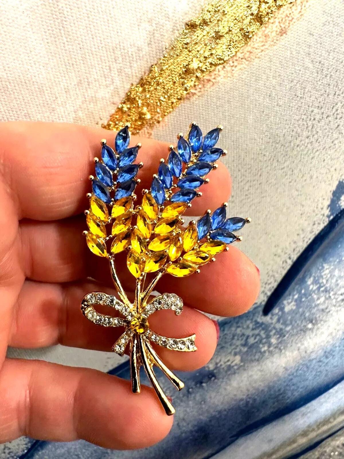 Rhinestone Wheat Brooch Collar Pins For Suit Women Men's Party Brooches JewelVF