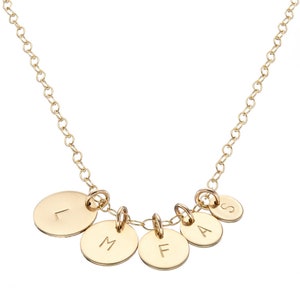 Family initial disc necklace Gold or Silver, Gold or Silver Initial disc necklace