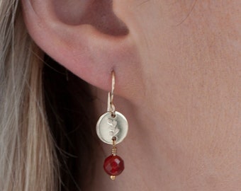 Leafy Birthstone Earrings Gold or Silver