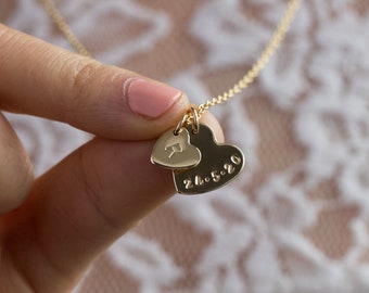 Date + Initial Heart Necklace Gold or Silver