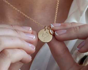 Poppy initial necklace Gold or Silver, Initial Necklace, Remembrance Necklace