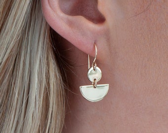 Half Moon Drop Earrings Gold or Silver