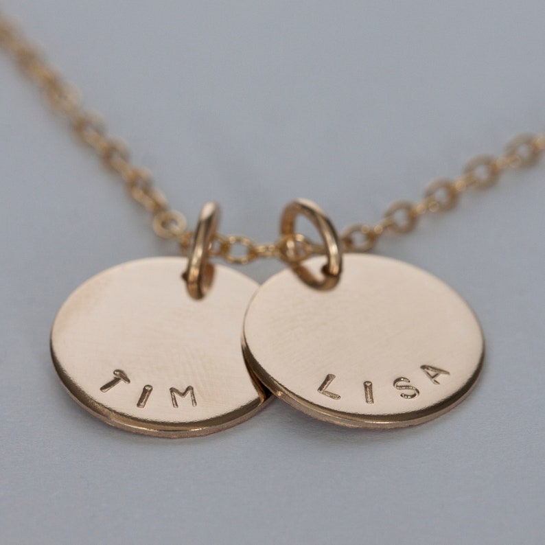 Personalised Stamped Edge necklace Gold image 3