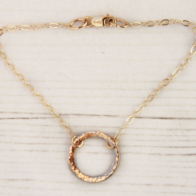 Hammered gold circle bracelet, gold karma bracelet, gold infinity bracelet, circle bracelet gold, round bracelet, ring bracelet image 3