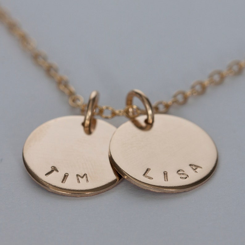 Personalised Stamped Edge necklace Gold or Silver image 3