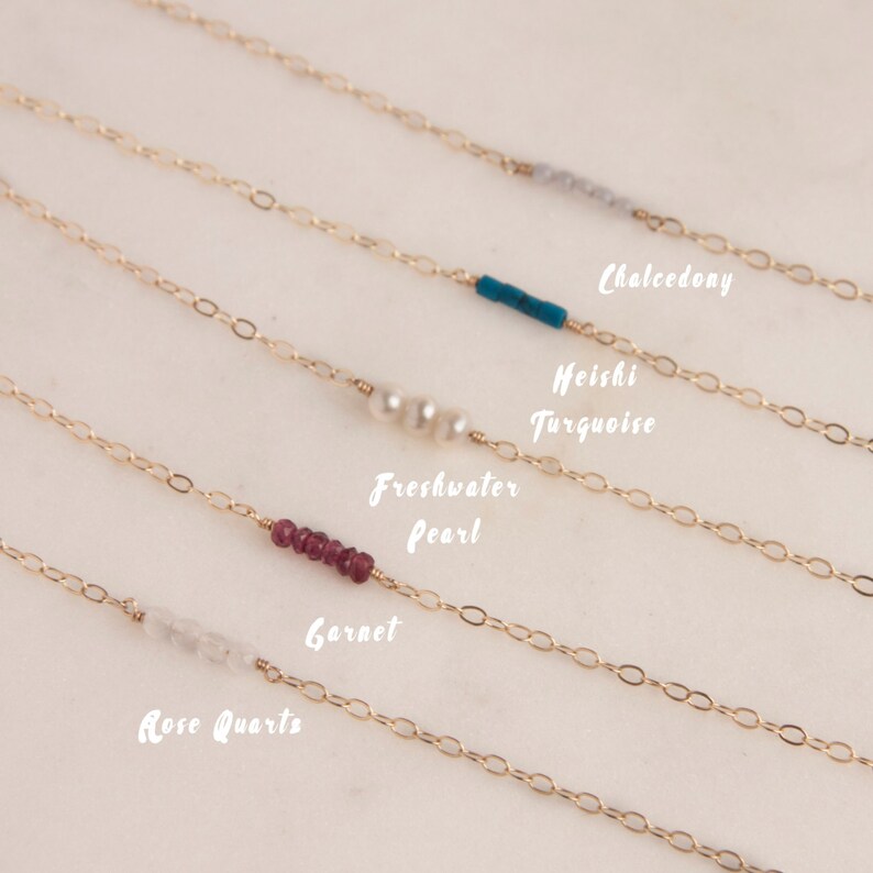 Layered Open Heart Necklaces Sterling Silver or Gold Filled Layered Necklaces wgemstone bar and heart Dainty Stacked Necklaces