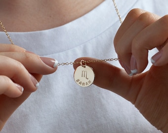 Personalised Zodiac Necklace Gold