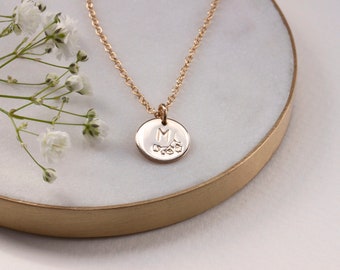 Set of Bridesmaid Flower Initial Necklaces Gold or Silver