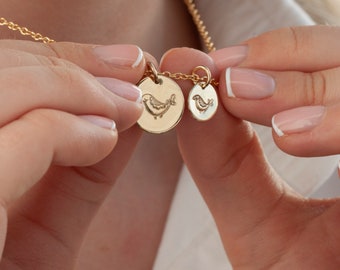 Mama Bird + Baby Bird Necklace Gold or Silver, Necklace for New Mum