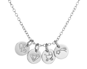 Charm Disc Necklace Silver - Choose Your Charms