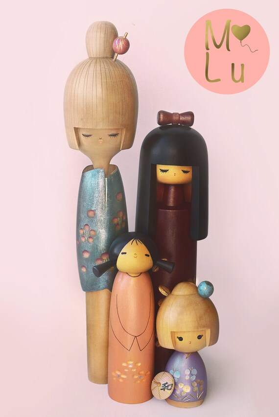 Items similar to Collection of Vintage Kokeshi wooden dolls / Kokeshi