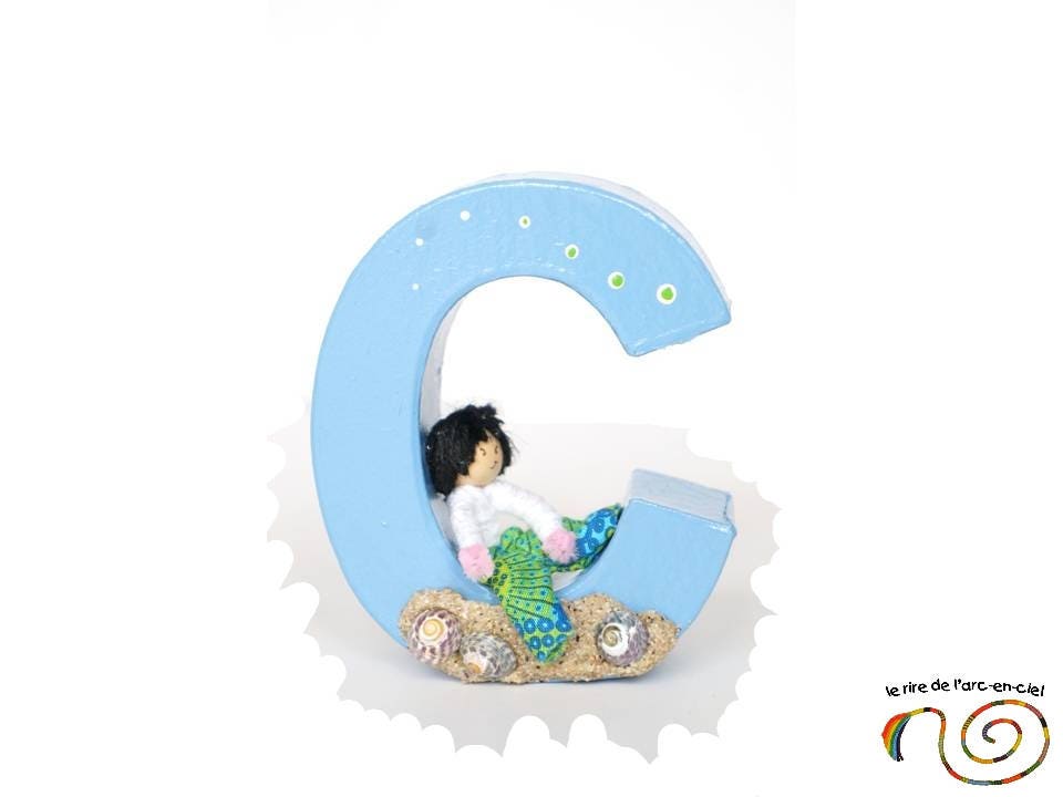 Lettre décorative C bleu à poser initiale prénom pour | Etsy