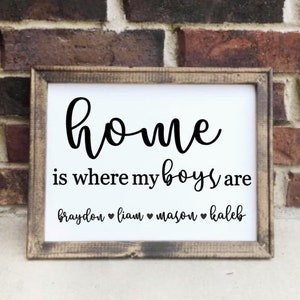 Personalized Home is Where my Boys are Canvas Sign