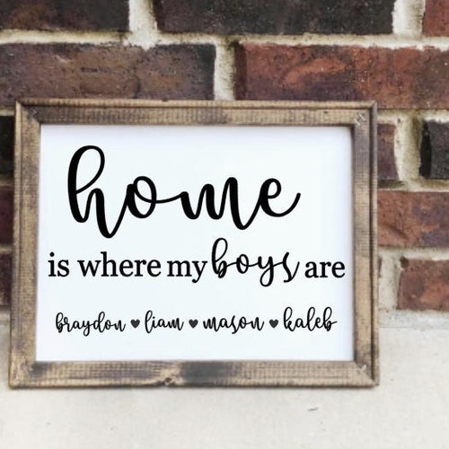 Personalized Home is Where my Boys are Canvas Sign