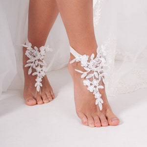 Ivory Barefoot Sandals, Bridal Shoes, Wedding Shoes, Bridal Footless ...