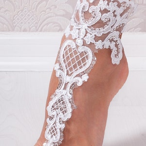 Lace bridal barefoot sandals, Bridal shoes Wedding shoes, Wedding footless sandals, Beach wedding lace anklet, accessory for the bride