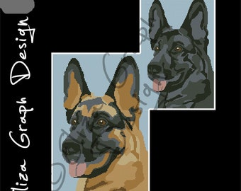 German Shepherd CROSS STITCH Pattern, CROCHET Graphghan Blanket Pattern