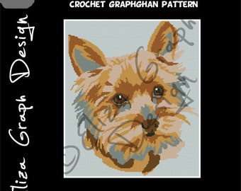 Yorkshire terrier CROSS STITCH Pattern, CROCHET Graphghan Blanket Pattern
