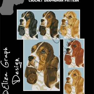 Basset Hound Puppy CROSS STITCH Pattern, CROCHET Graphghan Blanket Pattern