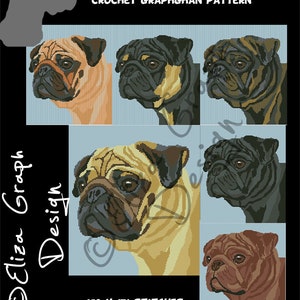 Pug CROSS STITCH Pattern, CROCHET Graphghan Blanket Pattern