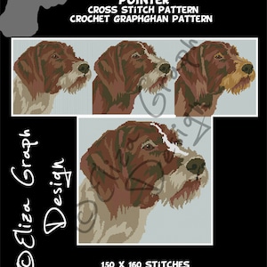 German Wirehaired Pointer CROSS STITCH Pattern, CROCHET Graphghan Blanket Pattern