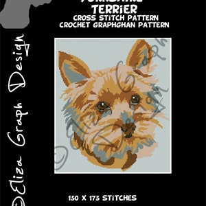 Yorkshire terrier CROSS STITCH Pattern, CROCHET Graphghan Blanket Pattern