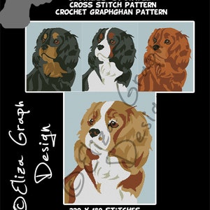 Cavalier King Charles Spaniel CROSS STITCH Pattern, CROCHET Graphghan Blanket Pattern