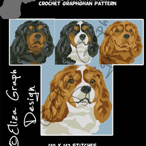 Puede incluir: Patrón de punto de cruz para un Cavalier King Charles Spaniel. El patrón incluye tres variaciones de color diferentes del perro, negro y fuego, tricolor y rubí. El patrón es de 150 x 152 puntos.
