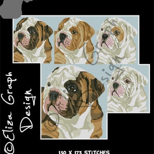 English Bulldog Puppy CROSS STITCH Pattern, CROCHET Graphghan Blanket Pattern